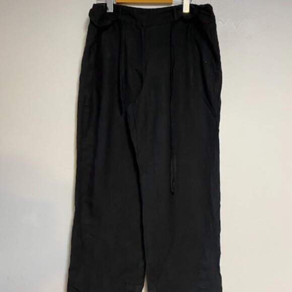 Zac & Rachel Women's Black Linen Blend Wide Leg Pants Size 12 - Picture 3 of 10